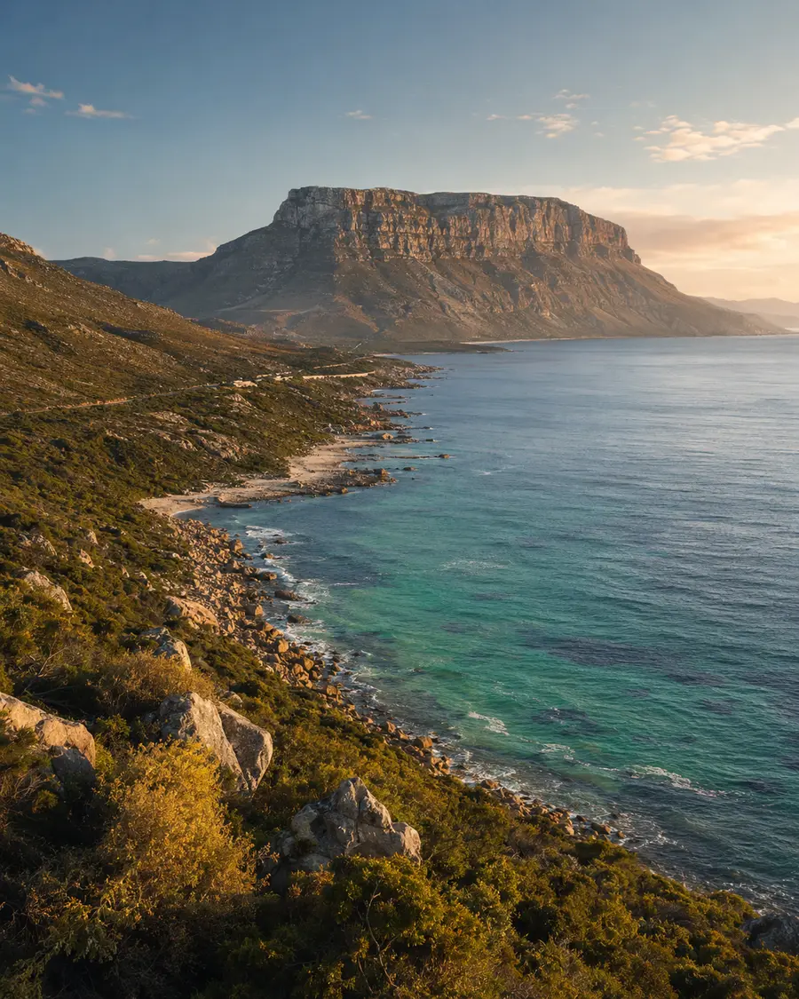 Dramatische Küstenlandschaft mit Tafelberg